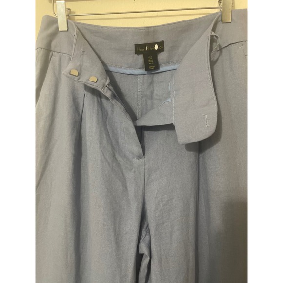 House of Harlow 1960 Wide Leg Linen Blend Pants Size 8 Blue Coastal Boho Casual - Picture 5 of 9